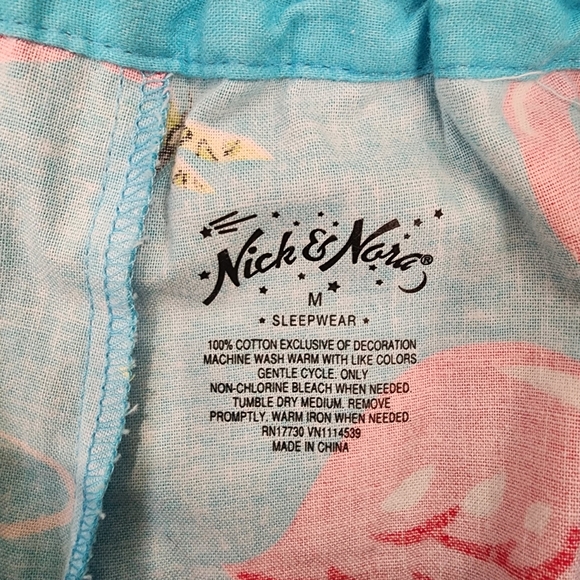 Nick & Nora Flannel Pajama Bottoms Flamingo Dragonfly Lilly Pad Plaid size Med - Picture 6 of 10